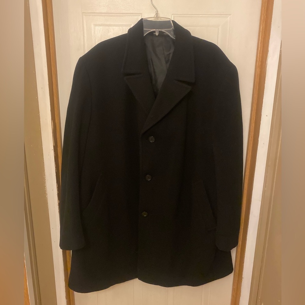 Ralph Lauren Black Wool/Cashmere Three Button Overcoat